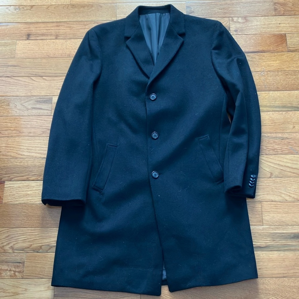 Kenneth Cole Reaction - Men’s Solid Black Overcoat - 44L